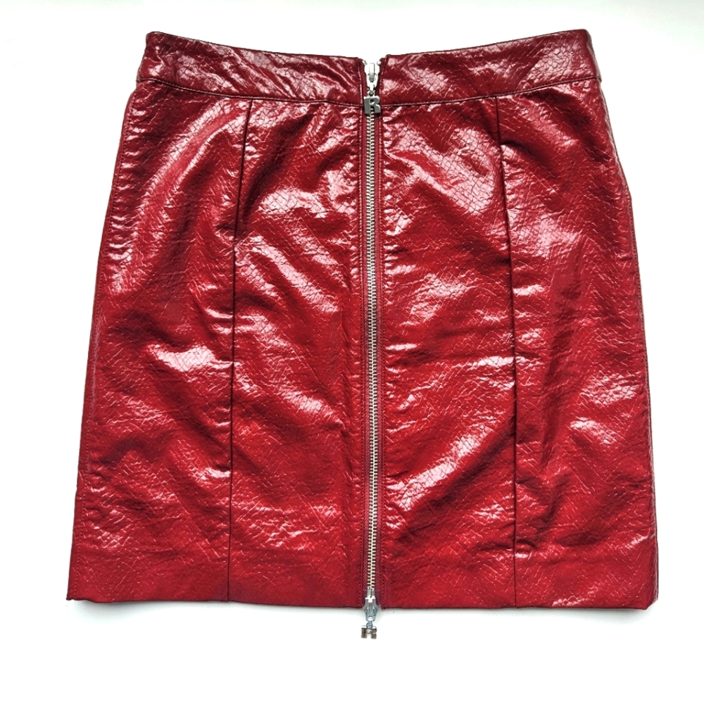 ROTATE Berger Christensen Kari Skirt Tibetan Red Exposed Platinum Silver Zipper